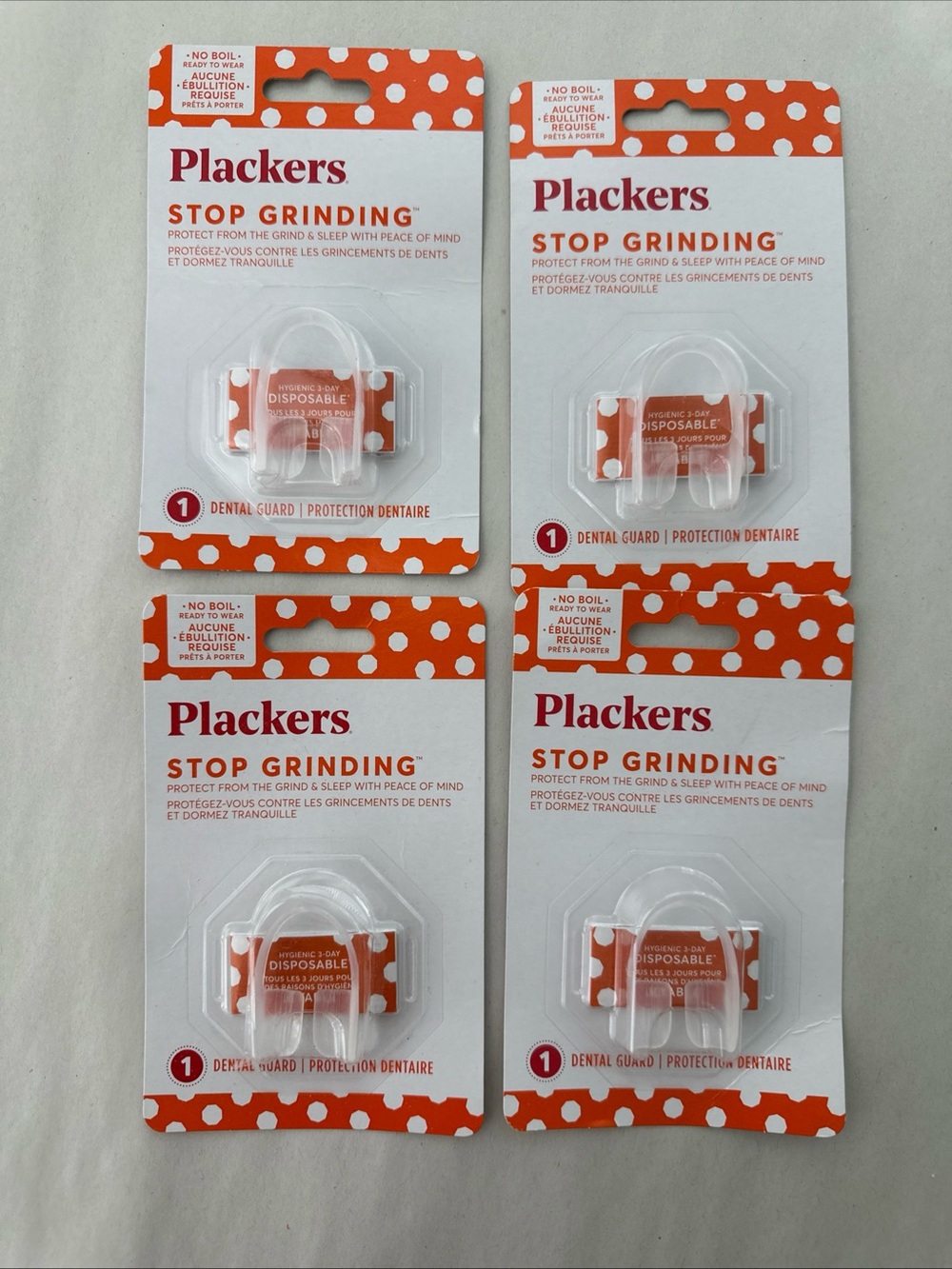 Plackers Stop Grinding Teeth Dental Night Protector Hygienic 4 Pack New